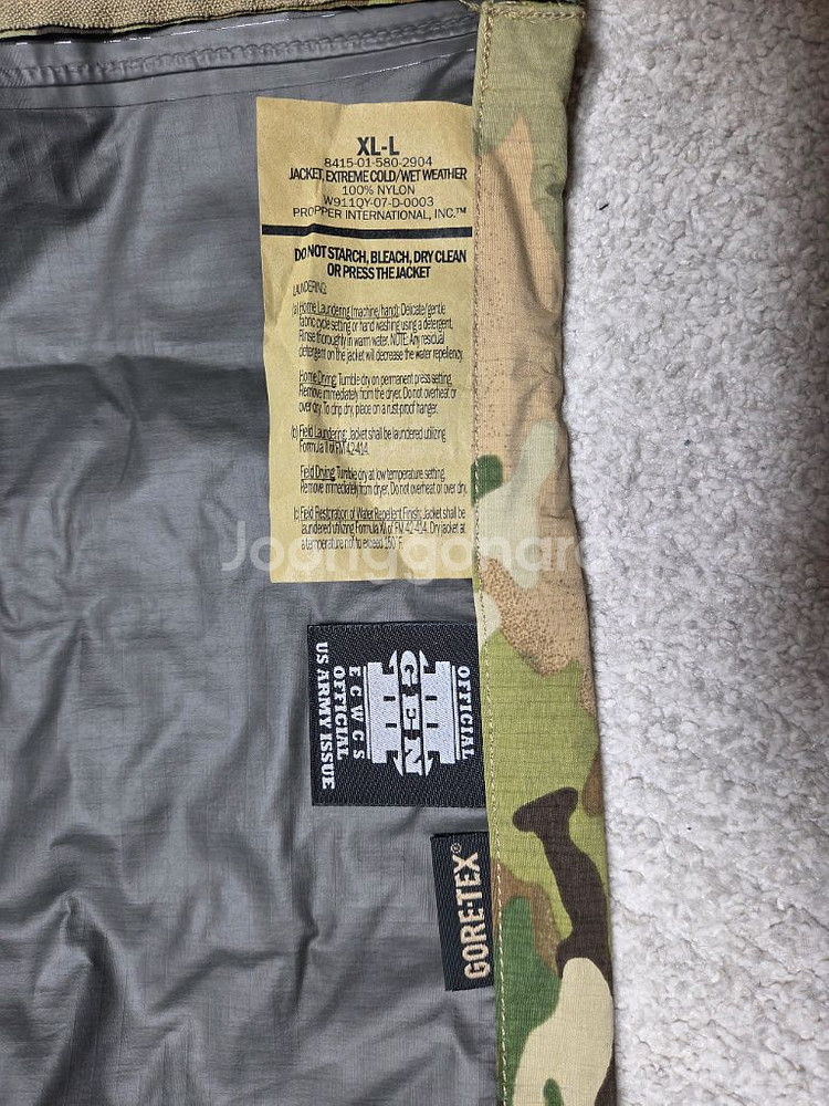 미군 3세대 신형 레벨6 멀티캠 고어텍스 팩라이트 XL 한벌 세트 신품급--6