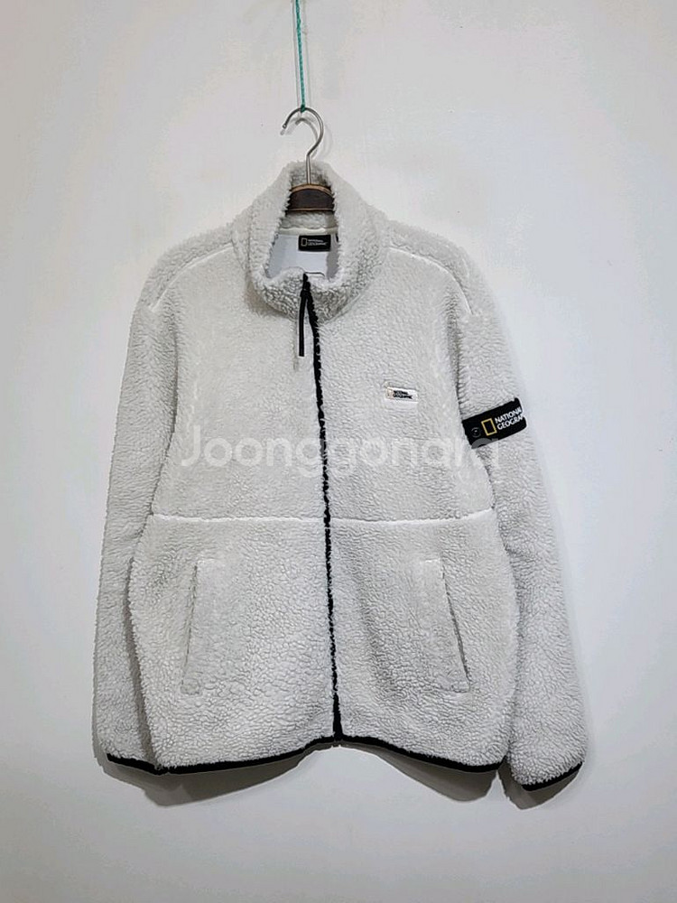 내셔널지오그래픽 플리스 점퍼 화이트 뽀글이 후리스 자켓--0