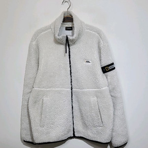 내셔널지오그래픽 플리스 점퍼 화이트 뽀글이 후리스 자켓