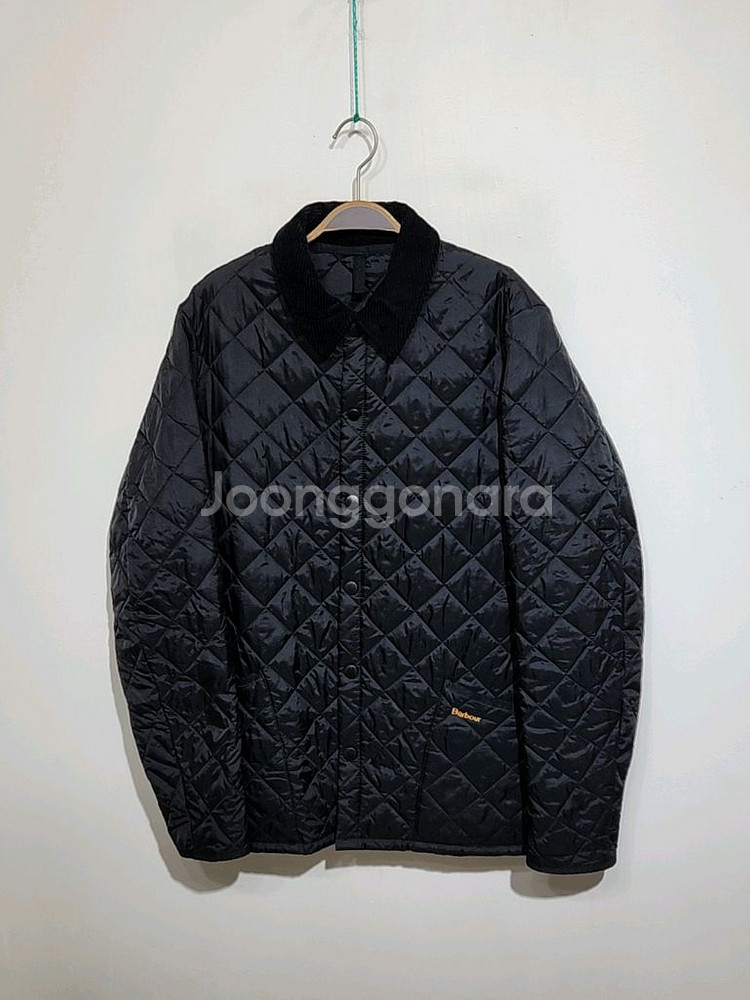 (L) 바버 퀼팅자켓 블랙 누빔점퍼 코듀로이 카라넥--0