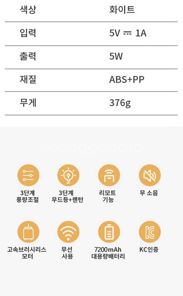 (미사용 새상품) 무선 캠핑 타프팬 충전식 led조명 겸용--4