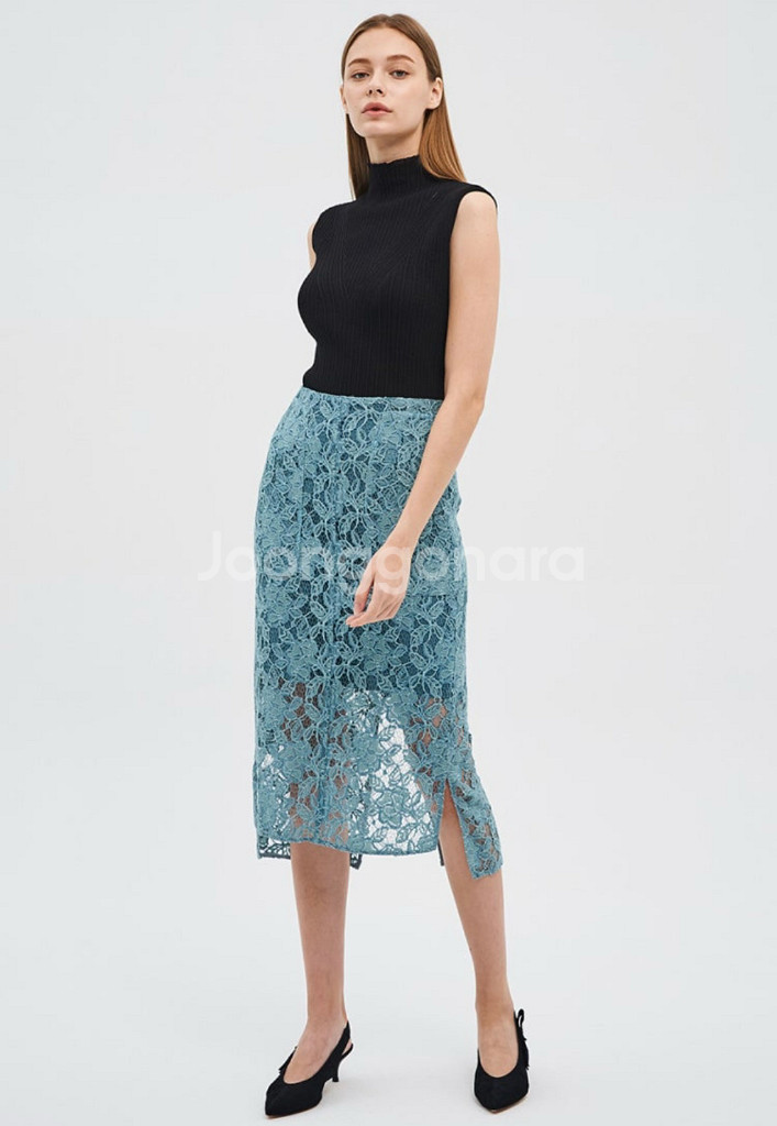 TIME 타임 슬릿 레이스 스커트--3