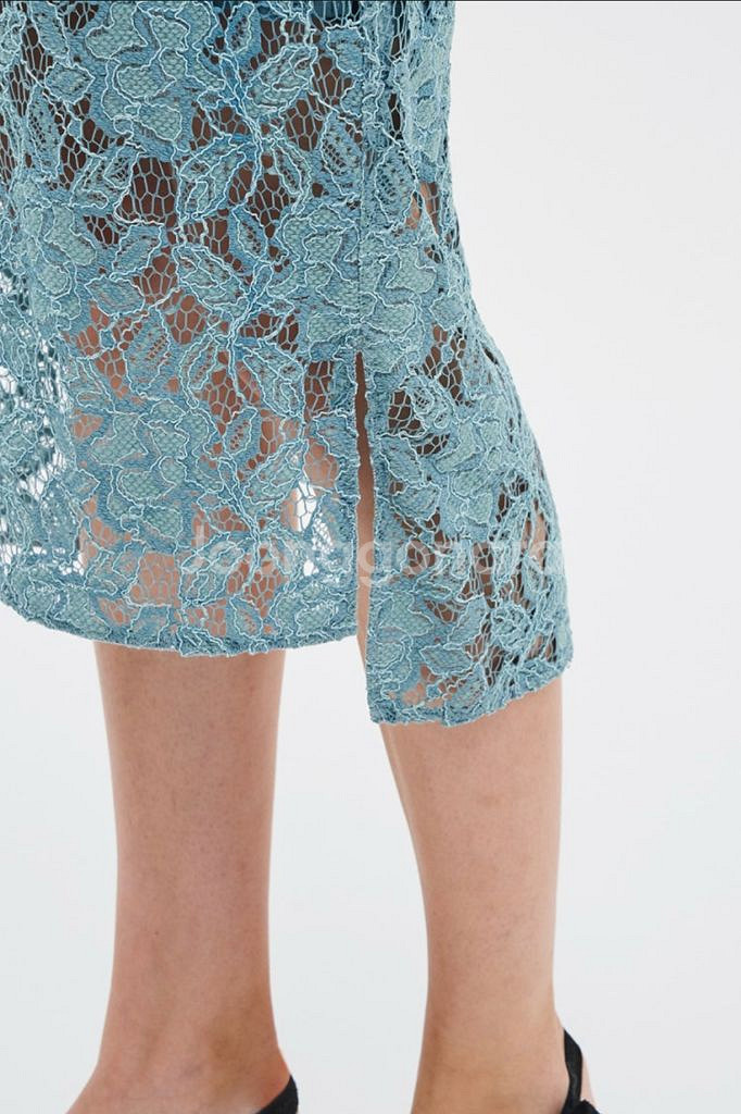 TIME 타임 슬릿 레이스 스커트--1