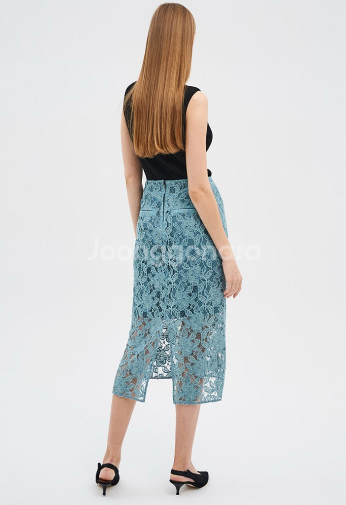 TIME 타임 슬릿 레이스 스커트--2