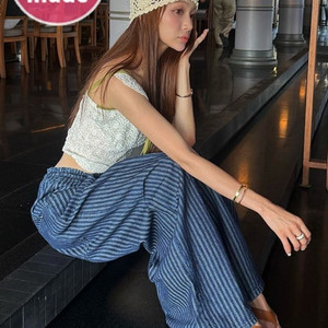 마리마켓 마리진스 자가드 스트라이프 팬츠