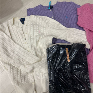 여성 폴로 케이블 가디건 3개 팝니다(아동XL)