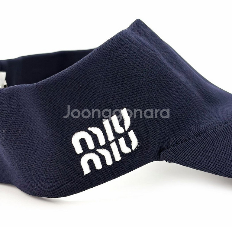 [S] 미우미우 여성 자수 로고 드릴 25ss 선바이저 썬캡 모자 네이비--4