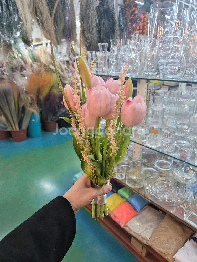 웨딩 부케 핑크 튤립--1