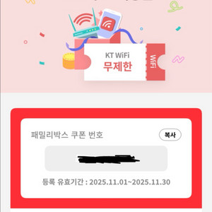 KT 케이티 와이파이 11월 이용권