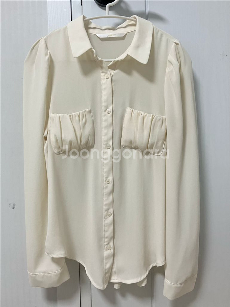 아이보리 쉬폰 긴팔 블라우스--0