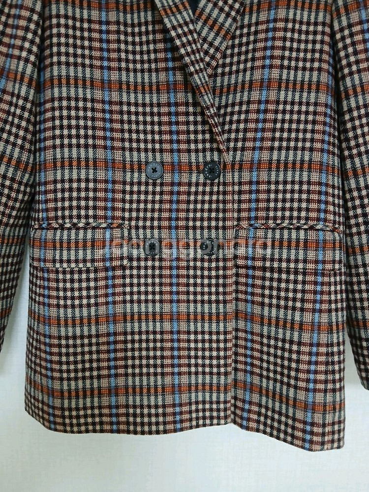 산드로 울 체크 더블 버튼 자켓--2