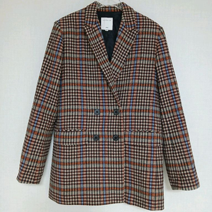 산드로 울 체크 더블 버튼 자켓