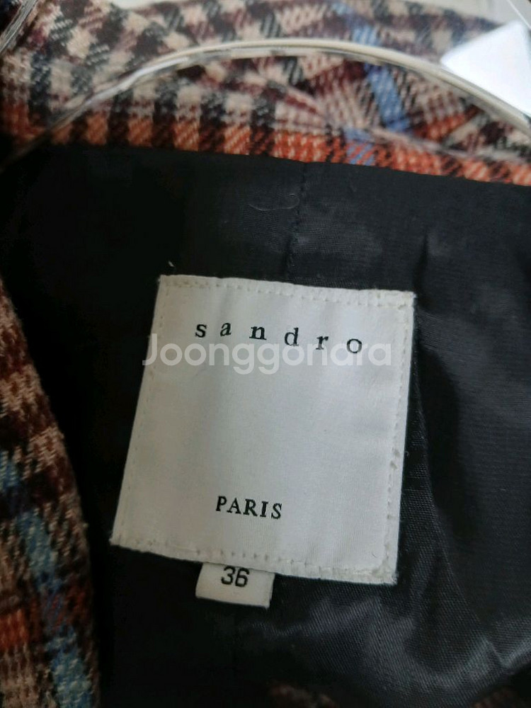 산드로 울 체크 더블 버튼 자켓--4