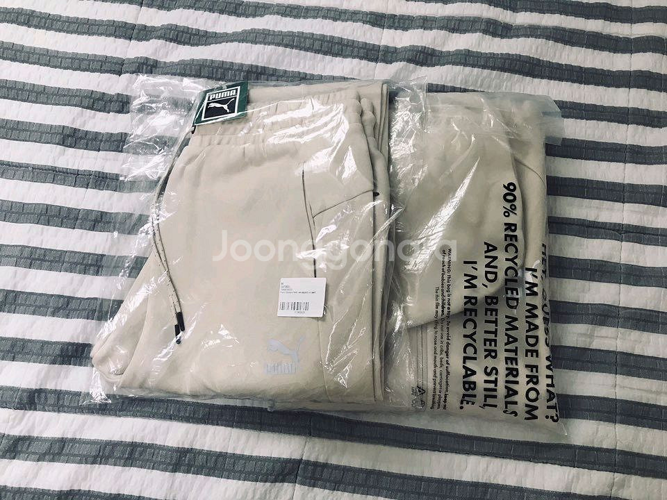 (새상품) 퓨마 테크팩 셋업 오트밀 크림 집업후드 스웻셔츠 반바지 105 32--5