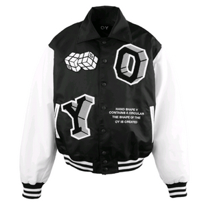 오와이 블루종 (MA-1)큐브 로고 바시티 자켓 블랙