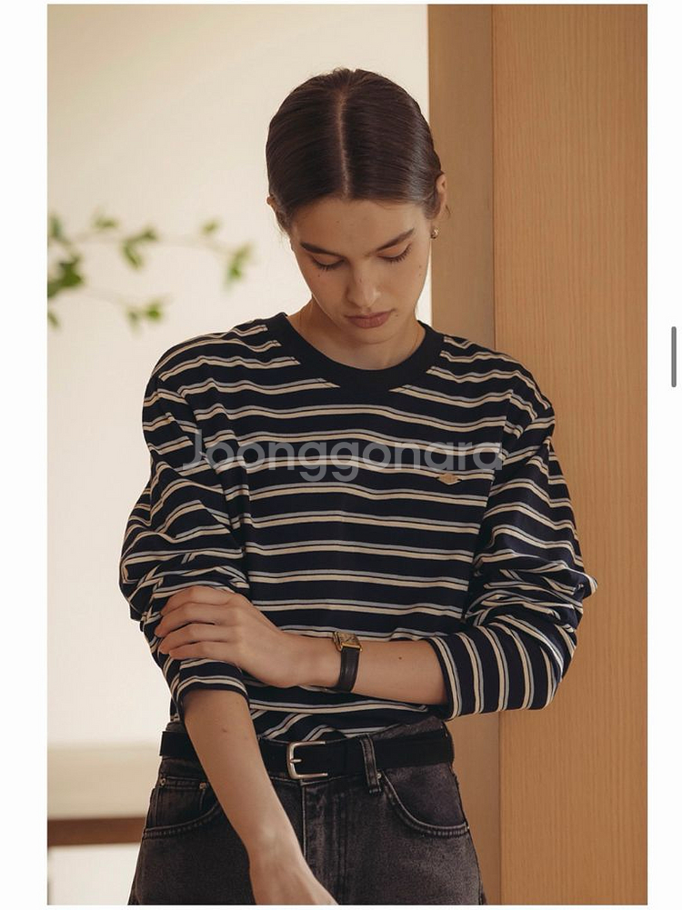 틸아이다이 스트라이프티셔츠+니브 스웨이드자켓(택포9.6)--5