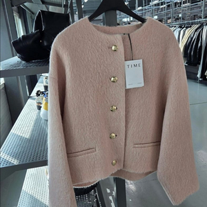 타임 연핑크 알파카 코트 자켓