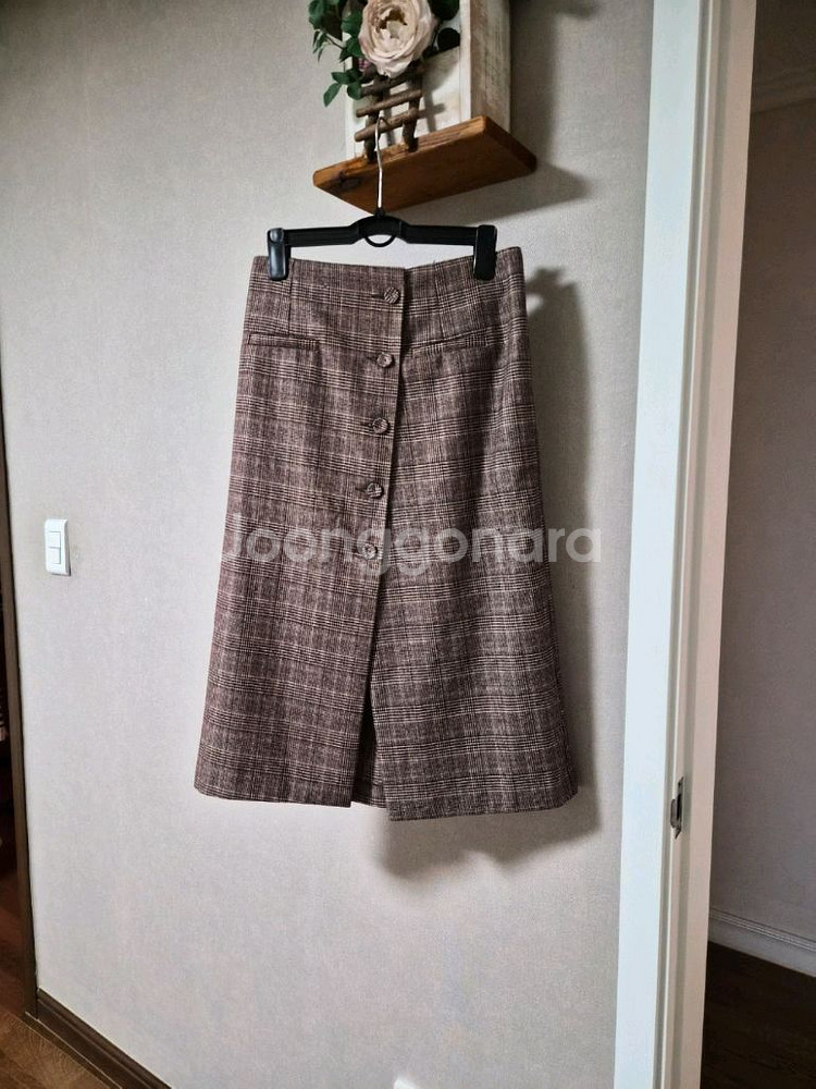 체크 패턴 스커트--0