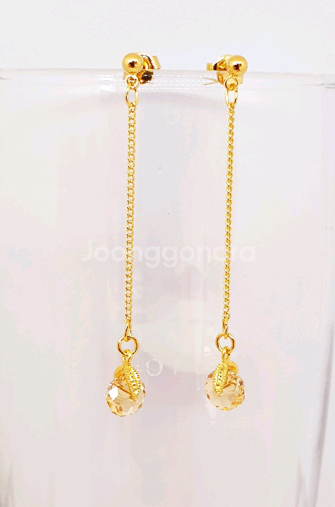 크리스탈 롱체인 침형 귀걸이--0