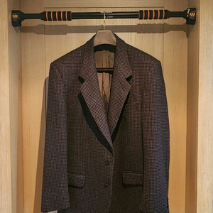 브라운 체크 모직자켓 2XL