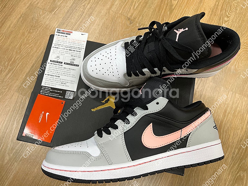 나이키 조던1 로우 그레이 포그 블랙 블리치드 코랄 나코텝 270사이즈 풀박스--0