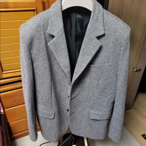 에프터글로우 울 체크 싱글 블레이저 자켓 3버튼 그레이 사이즈 M