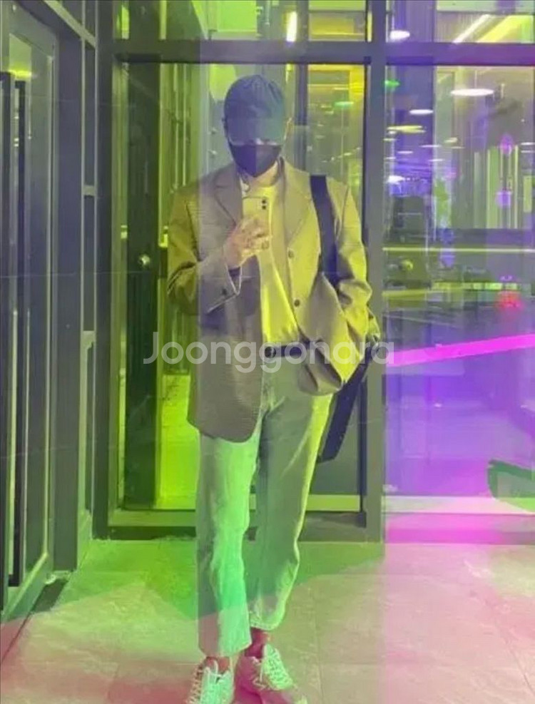 에프터글로우 울 체크 싱글 블레이저 자켓 3버튼 그레이 사이즈 M 택포--7