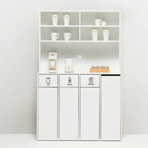 4칸 분리수거함 수납장 상부장 세트