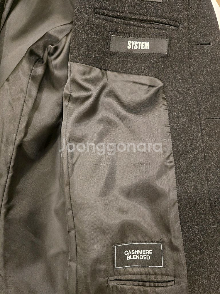 시스템옴므 코트 (싱글 코트) 블랙 캐시미어 95 택포--3