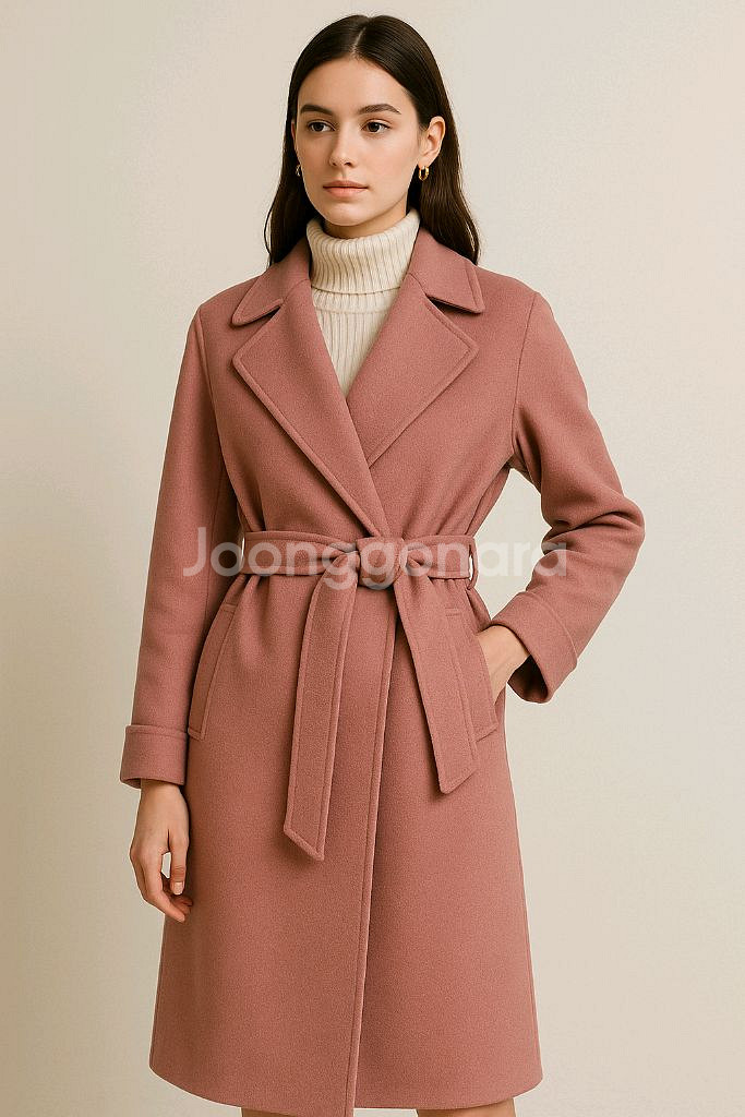 디앤써 D.answer 인디핑크 로브 울코트 상태최상 드라이클리닝 완료--0