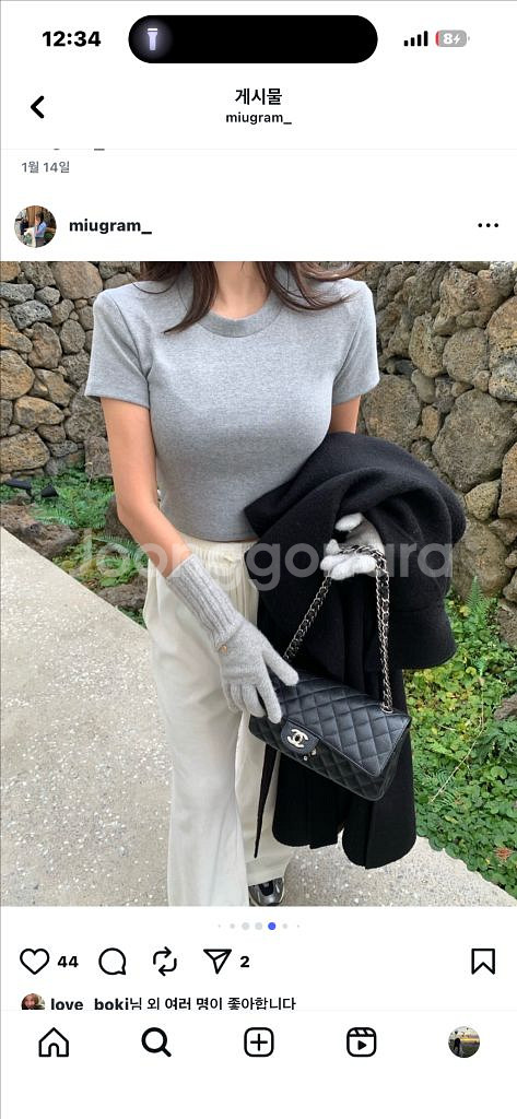 러브미우 니어 크롭 티 M (블랙,크림,그레이)--4