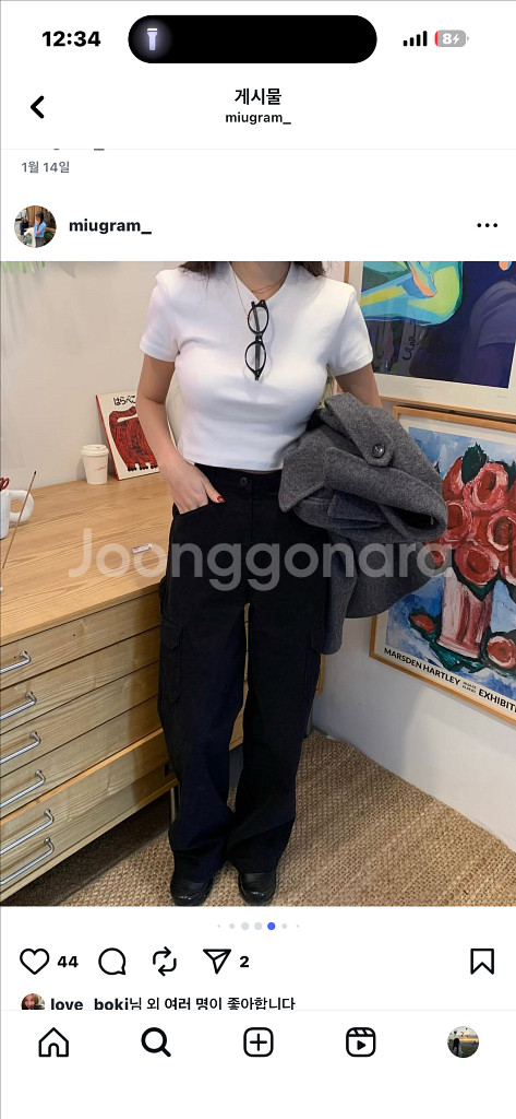 러브미우 니어 크롭 티 M (블랙,크림,그레이)--2