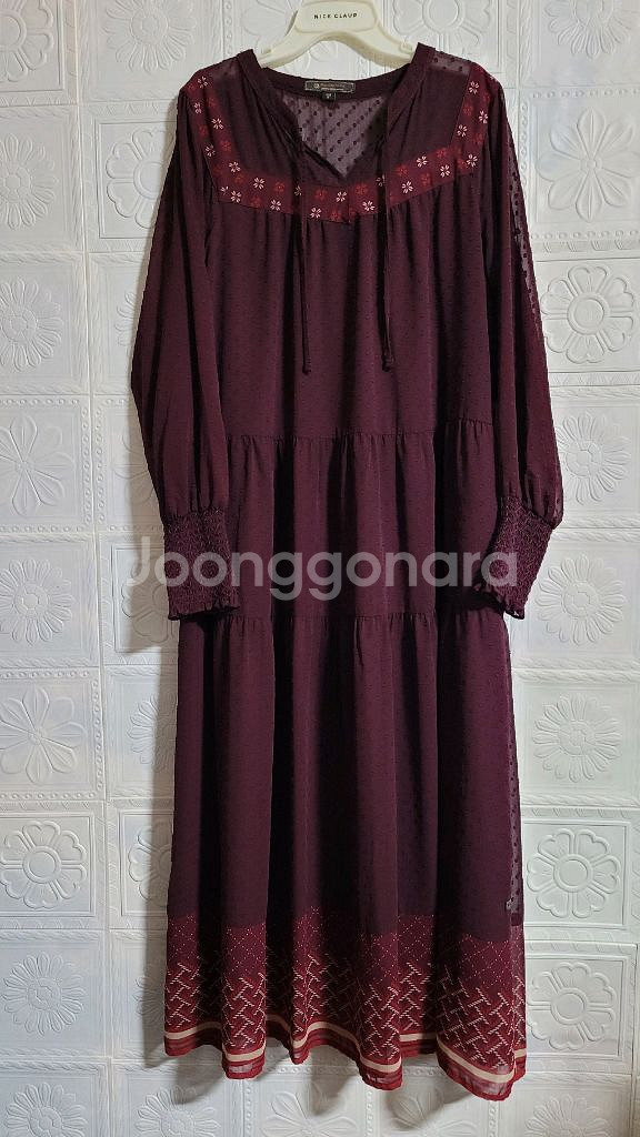 써스데이아일랜드 와인 쉬폰 롱 원피스--0