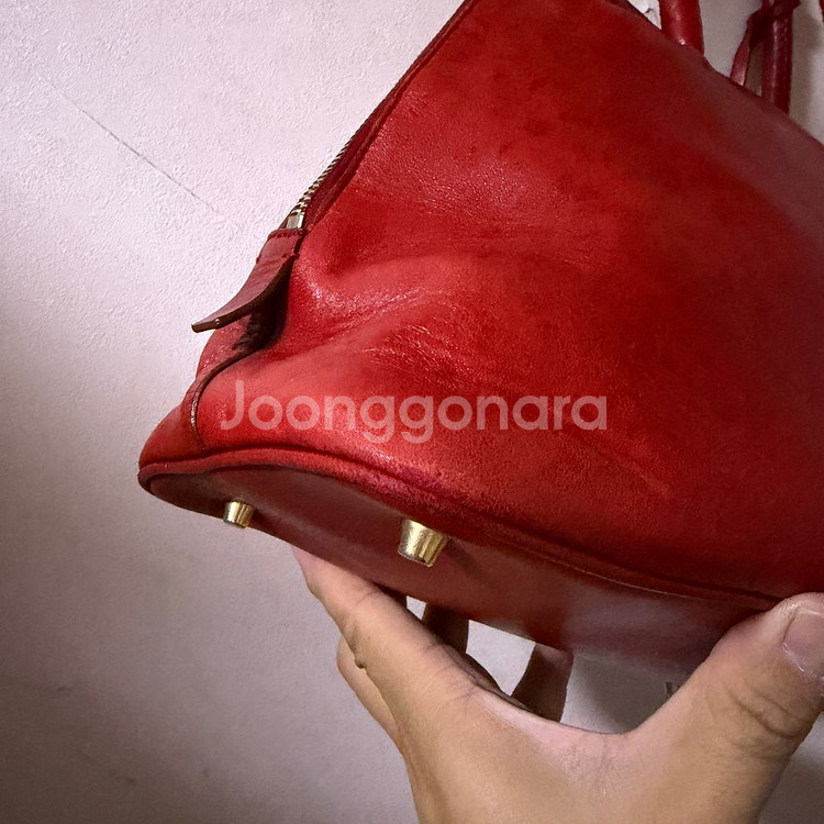 프라다 레더 삼각로고 레더 토트백--2