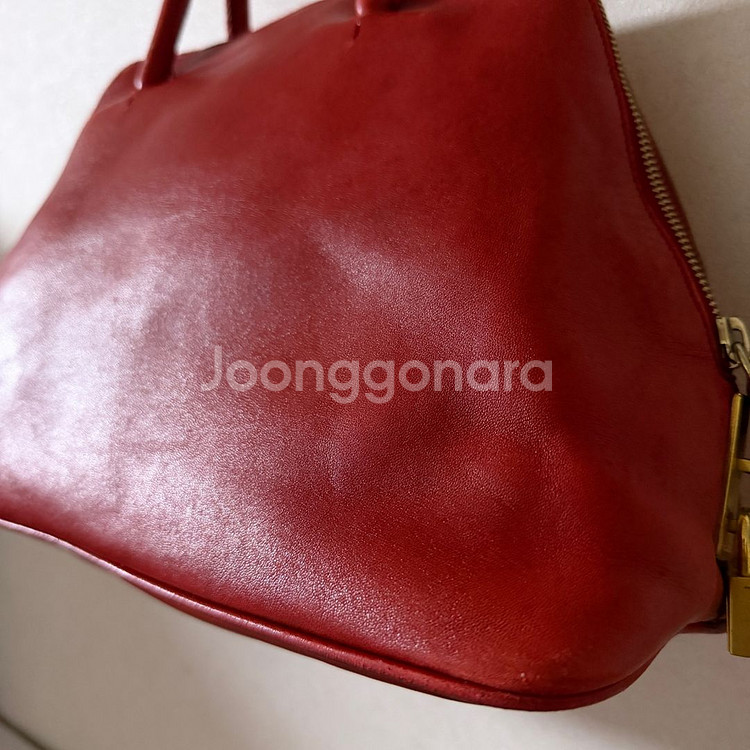 프라다 레더 삼각로고 레더 토트백--3