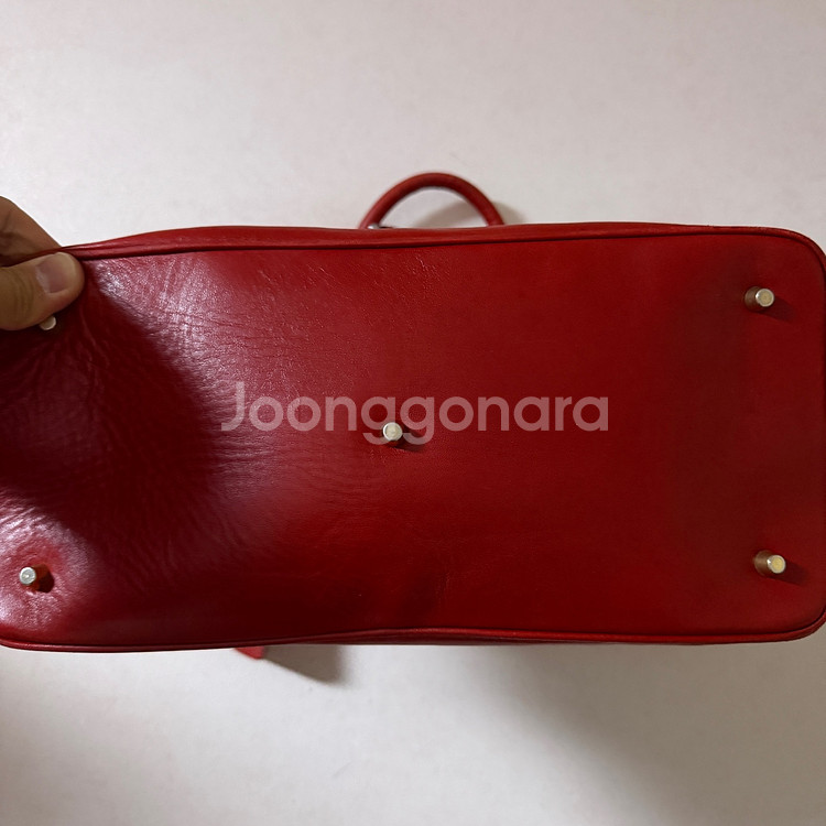 프라다 레더 삼각로고 레더 토트백--6