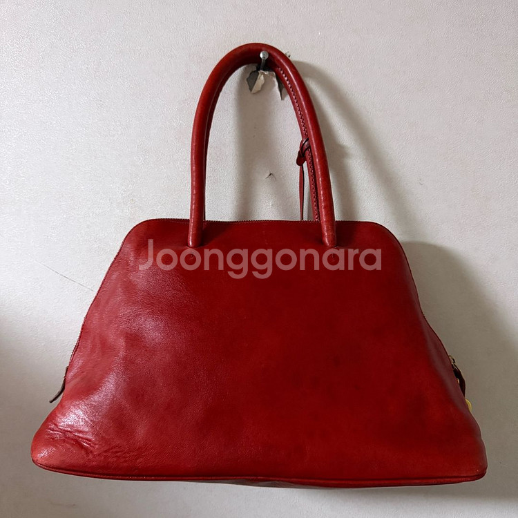 프라다 레더 삼각로고 레더 토트백--4