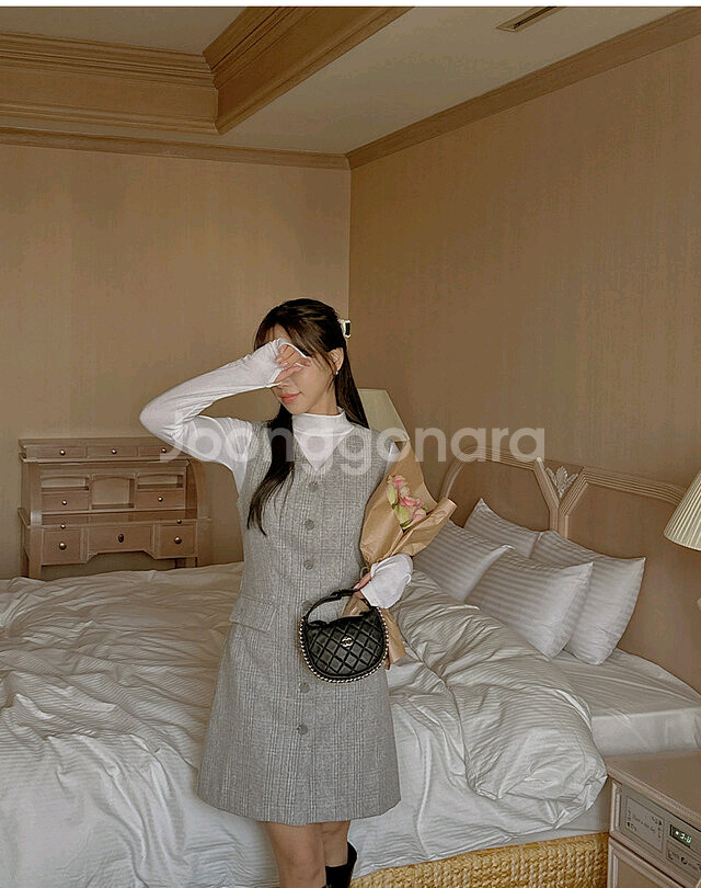 빅사이즈 뷔스티에 원피스 그레이--4