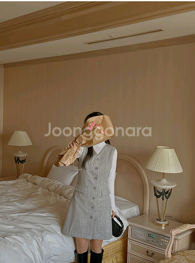 빅사이즈 뷔스티에 원피스 그레이--8