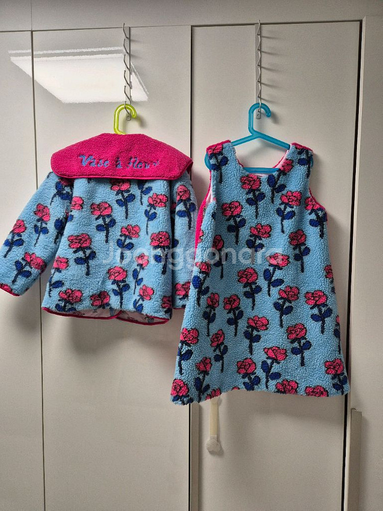 베베베베 로즈 원피스+리버시블코트xl--4