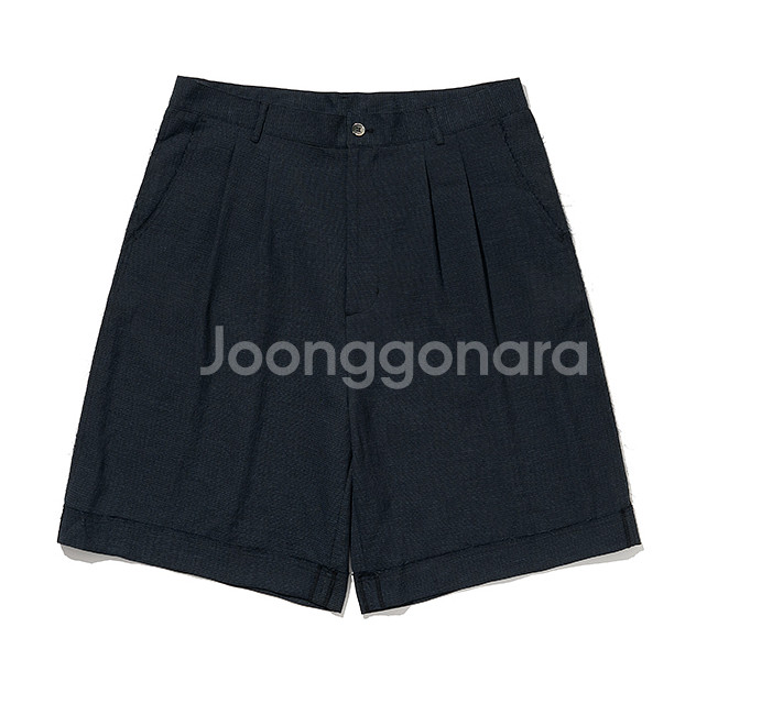 남자 투턱 팬츠 반바지 네이비 L사이즈 새상품--0