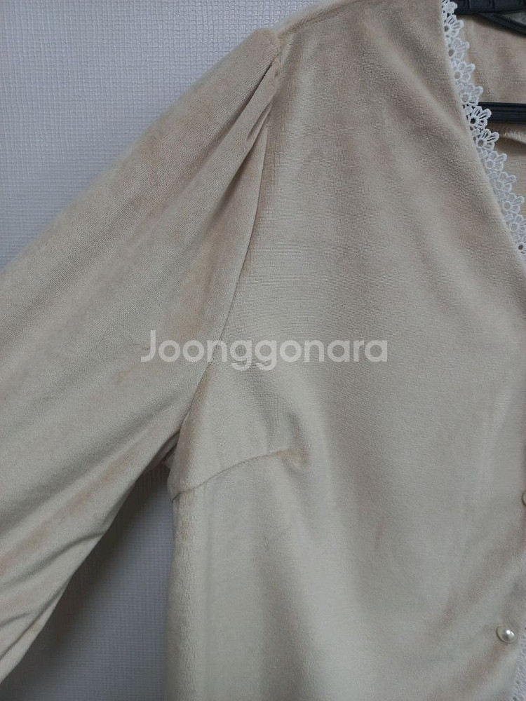 빅사이즈 벨벳 블라우스 라이트베이지--2