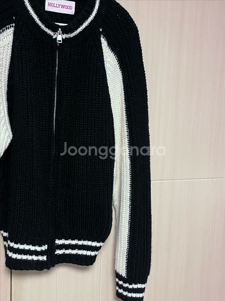 니트 하찌 집업 크롭 숏 블루종 나그랑 가디건 블랙--2