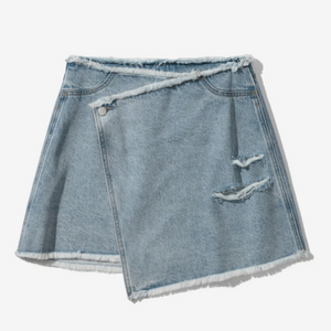 오아이오아이 데님랩스커트 라이트블루S 새상품