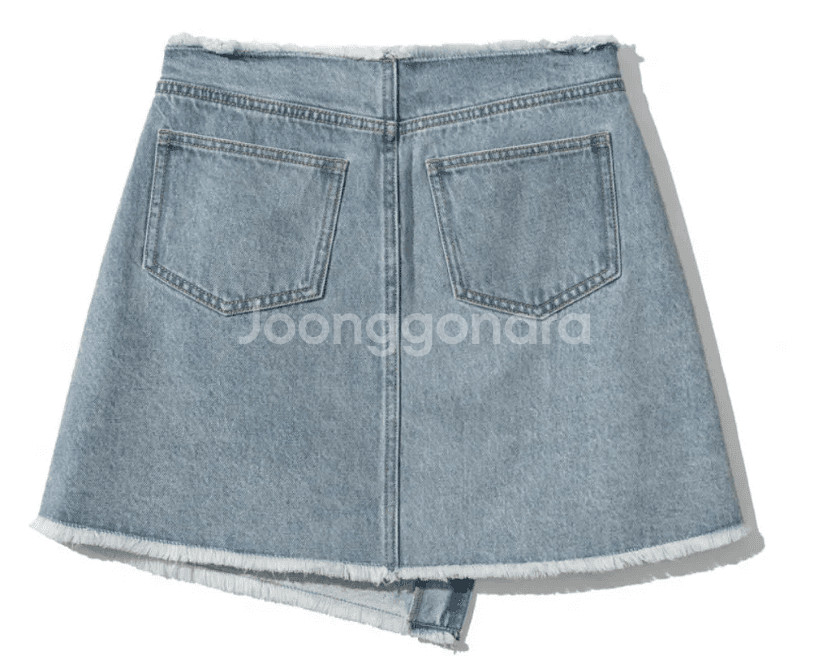오아이오아이 데님랩스커트 라이트블루S 새상품--2