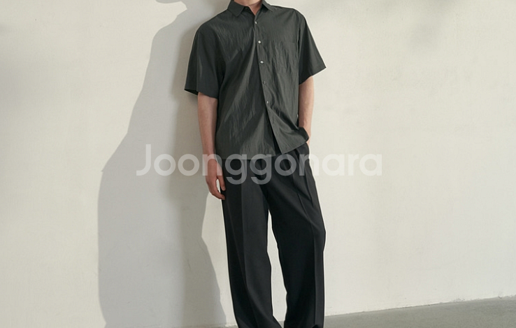 반팔 하프 셔츠 챠콜 free--1