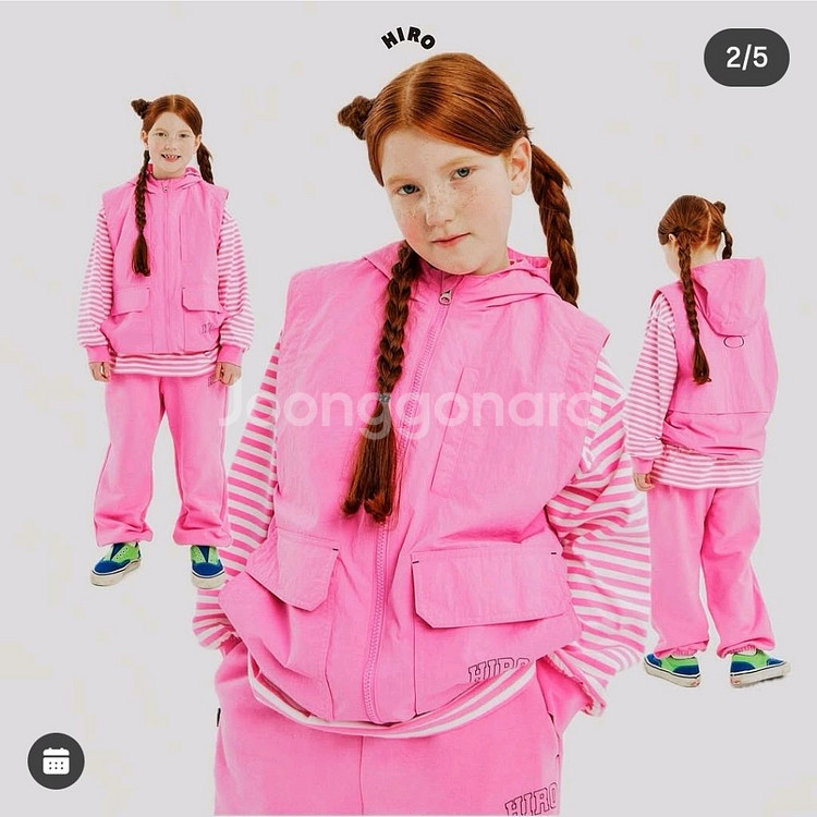 히로 블랭크 후드 베스트 핑크160+히로낚시장갑--1