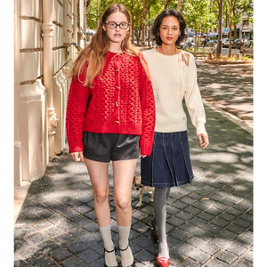 플랙 테일 오브 노스텔지아 케이블 가디건 레드