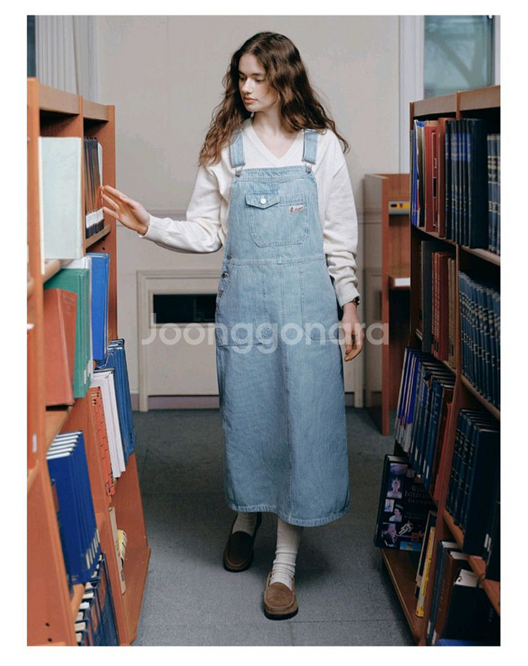 앤유 크랜본 포켓 포인트 데님 오버롤 원피스--0
