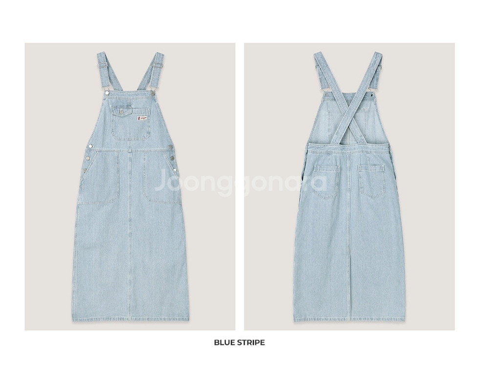 앤유 크랜본 포켓 포인트 데님 오버롤 원피스--8